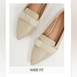 ASOS Design Wide Fit Luan bow pointed ballet flats in neutral